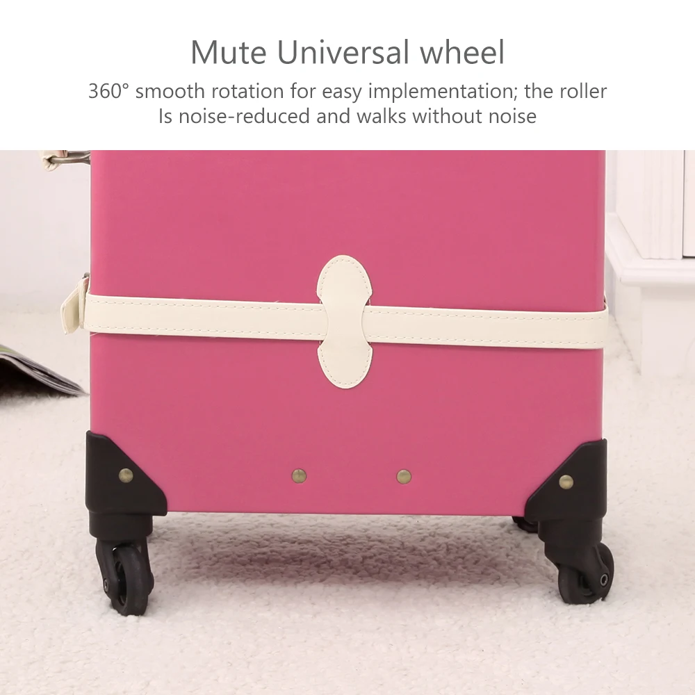 Винтажный чемодан UNIWALKER розовый Дорожный на колесах устойчивый к царапинам