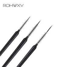ROHWXY 3 шт./компл. Nail Art кисти акриловые французской живописи кисти цветок дизайн в полоску линии вкладыш DIY чертежный карандаш для маникюра, инструменты