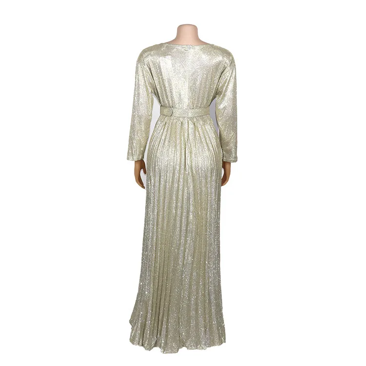 Robe De Soiree, вечернее платье с блестками, Волшебная нить, горячее тиснение, о-образный вырез, плиссированные вечерние платья, торжественное платье для женщин, элегантное