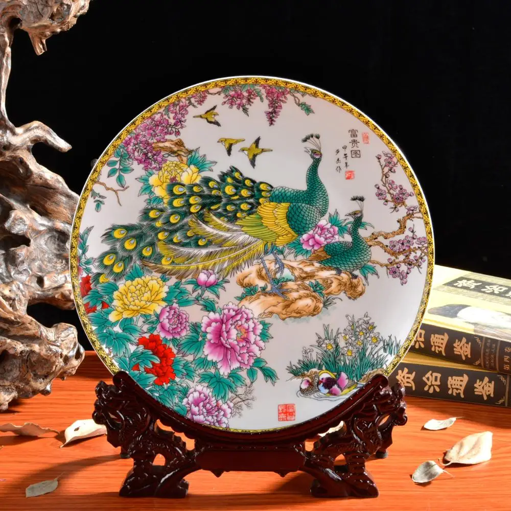 BEST business birthday present -handicraft efficacious FENG SHUI wealth porcelain plate home OFFICE TOP Decor art