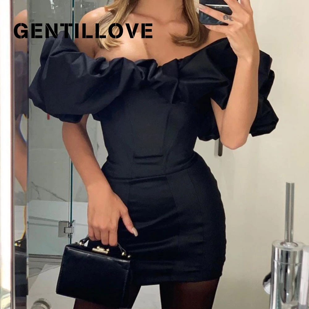 

Gentillove сексуальное мини-платье с открытыми плечами элегантный оборками вечерние платье повседневные штаны с эластичной резинкой на талии в ...