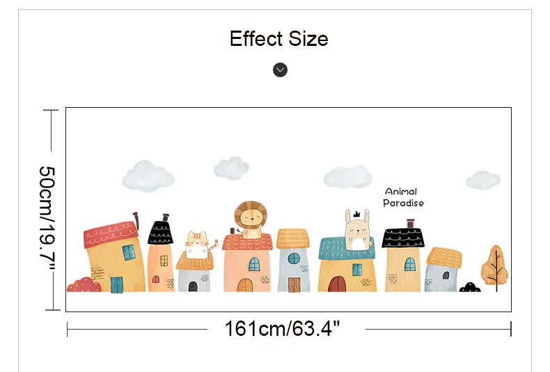 

Cartoon Small Town Wall Stickers for Kids Rooms KindergartenAnimal Paradise Wall Decals Nursery Mural Home Decor Eco-friendly