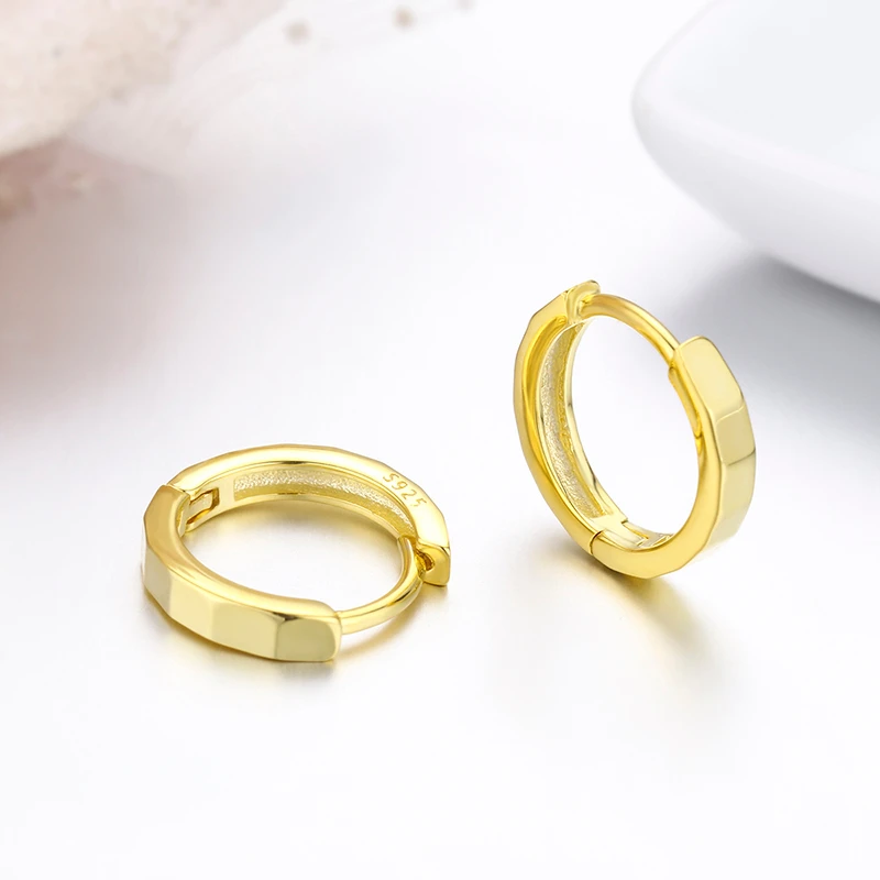 Милые серьги-кольца Huggie из стерлингового серебра 925 пробы золотого цвета с