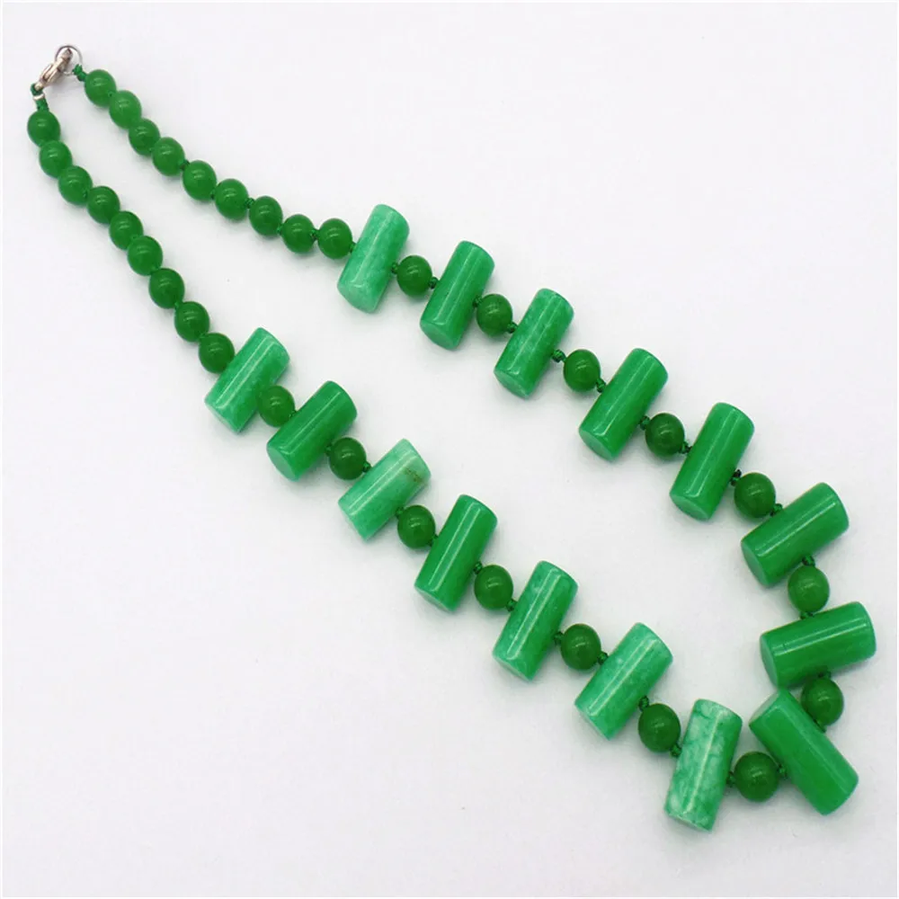 

1 Strand 20x10mm Wholesale Green Malay Jade Cylindrical Pendant Necklace Jewelry Ornaments 16.5inch S233