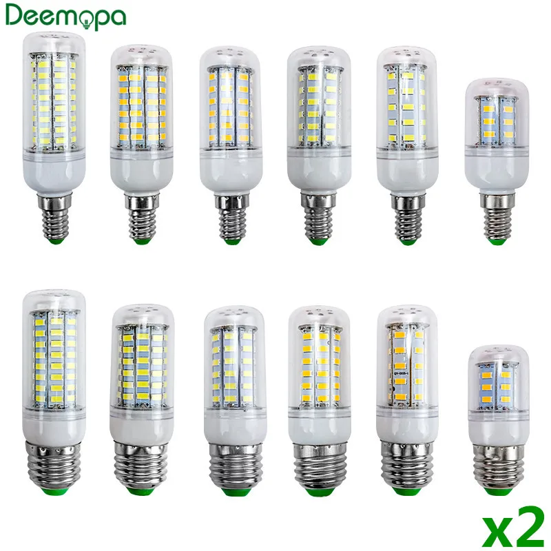 

2pcs/lot LED Lamp E27 E14 220V 5730SMD LED Lights Corn Led Bulb 24 36 48 56 69 72LEDs Chandelier Candle Lighting Home Decoration