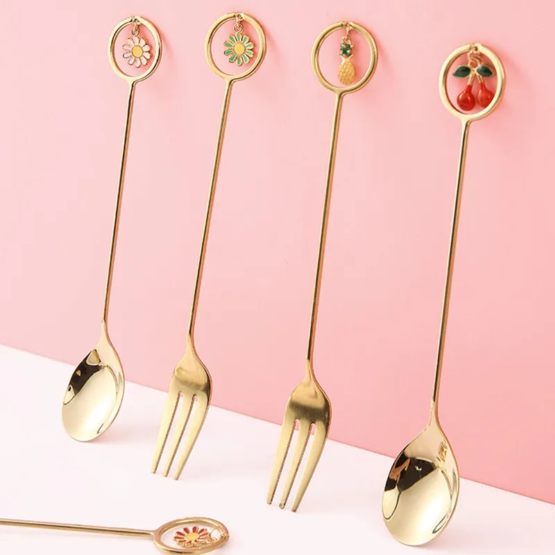 

Multi-style Kitchen Fruit Spoon Stainless Steel Stirring Spoon For Coffee Milk Dessert Kitchen Accessories