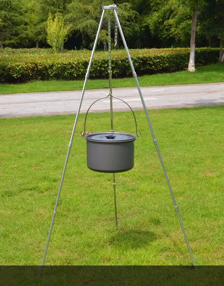 pot with tripod Открытый Одноместный горшок из алюминиевого сплава походный горшок со штативом походный котел для пикника - Цвет: pot with tripod