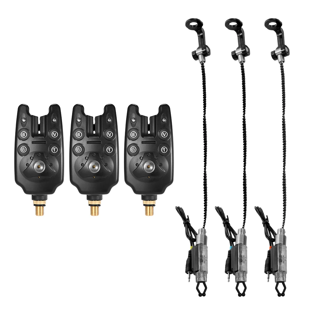 

Lixada Wireless Digital Fishing LED Alarm Alert Set 4 Fishing Bite Alarm + 1 Receiver with LCD Screen Indicator + 4 Chain Hanger