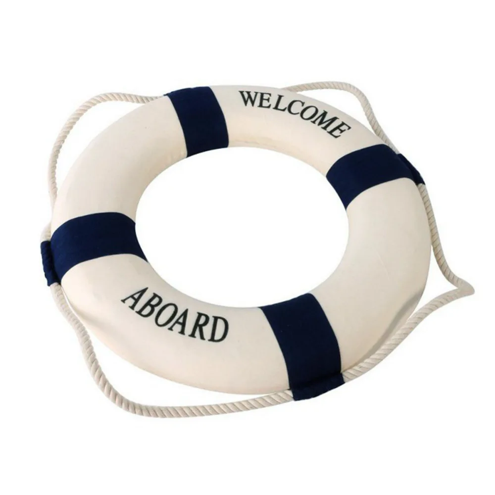 

30cm Family Adornment Life Buoy Crafts Living Room Wedding Decoration Fashion Mediterranean Christmas Party Nautical Home Decor
