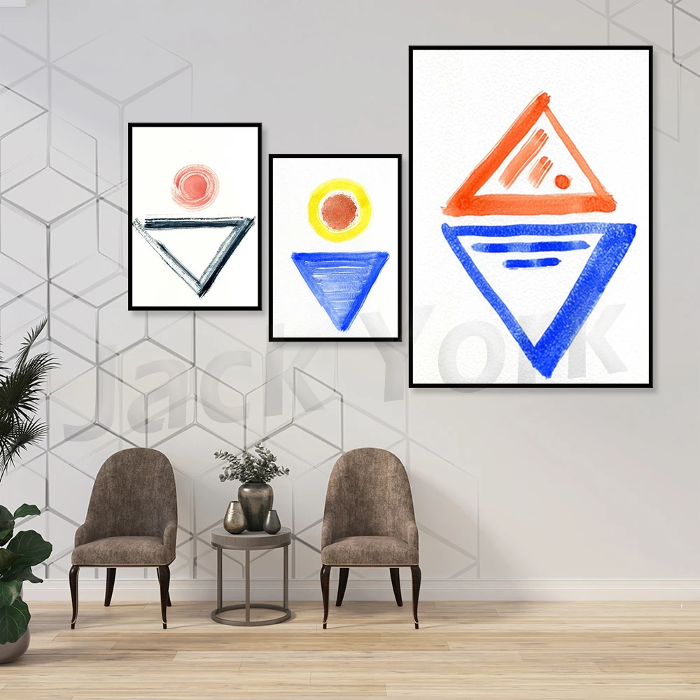 

Geometric Abstract Prints, Sunrise Sunset, Minimalist wall Art, Print Set, Naive art over sofa, Watercolor Artwork , Modern gift