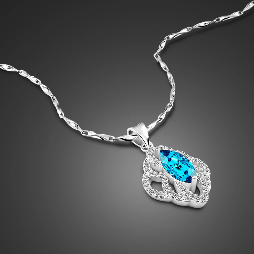 

Ocean Heart Noble Women's 925 Sterling Silver Necklace Luxury Cubic Blue Zircon Necklace Party Jewelry Accessories Wedding Gift