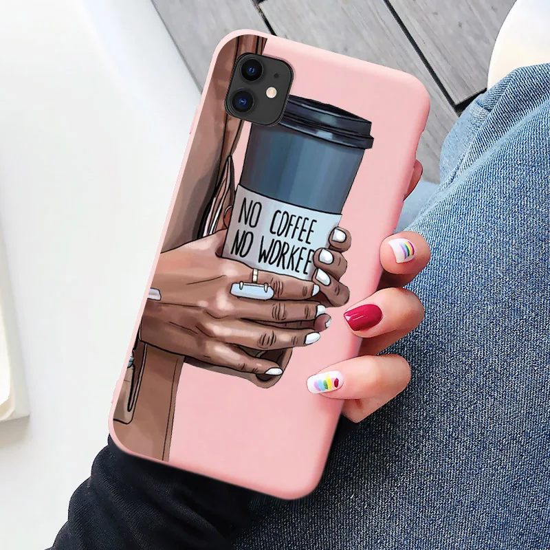 Fashion Phone Case For iPhone X S XR MAX Soft Silicone Girl Boss Cartoon Cover For iPhone 12 11 13 Pro Max 7 8 Plus SE 2020
