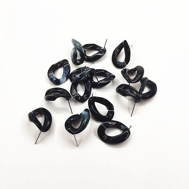black Новое поступление! 23x17 мм 100 шт акриловые овальные серьги-гвоздики для серег аксессуары, части, ручная работа ювелирные изделия серьги DIY - Цвет: black