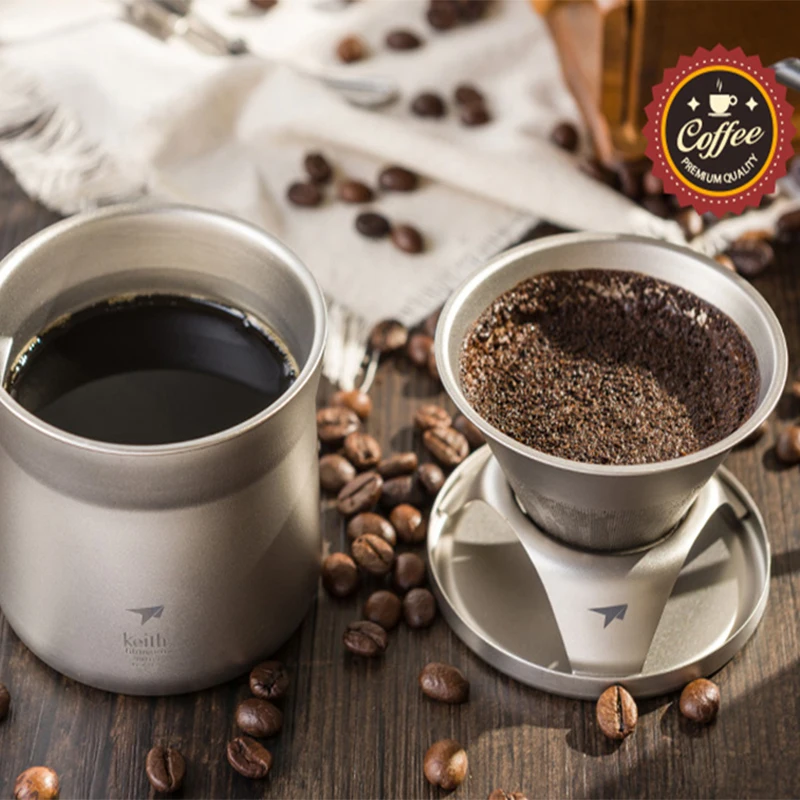 Juego de tazas de t&eacute; y caf&eacute; de titanio, Set de filtros de caf&eacute;, botella de agua bacteriost&aacute;tica saludable, taza de filtro de goteo de caf&eacute;, fabricante de t&eacute; y caf&eacute;-0