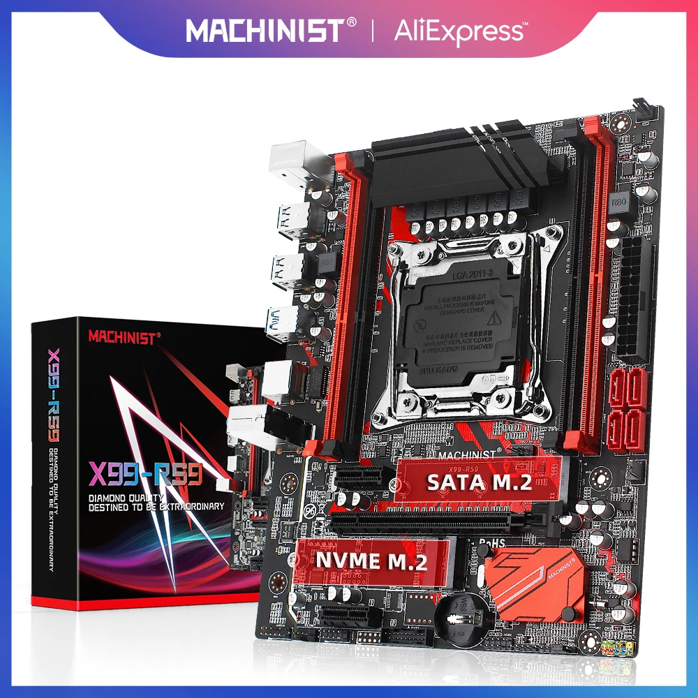 MACHINIST X99 материнская плата LGA 2011 3 с двойным M.2 NVME слотом поддержка