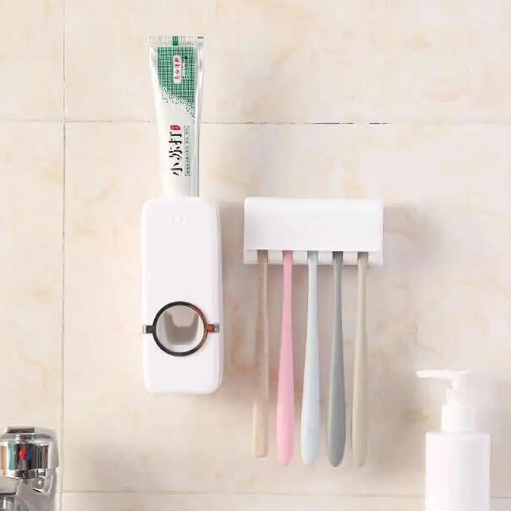 

Bathroom Accessories Set Tooth Brush Holder Automatic Toothpaste Dispenser Holder Toothbrush Wall Mount Rack Bathroom Tools
