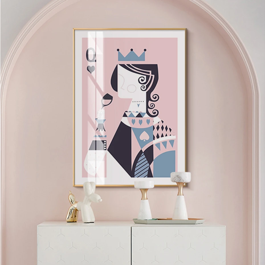 Абстрактная покерная карта король и королева Картина на холсте Печать настенное