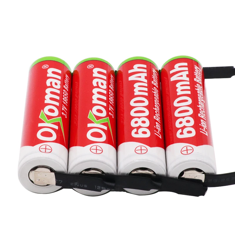 100% Новый оригинальный 3 7 v 6800mah 18650 литиевая аккумуляторная батарея для