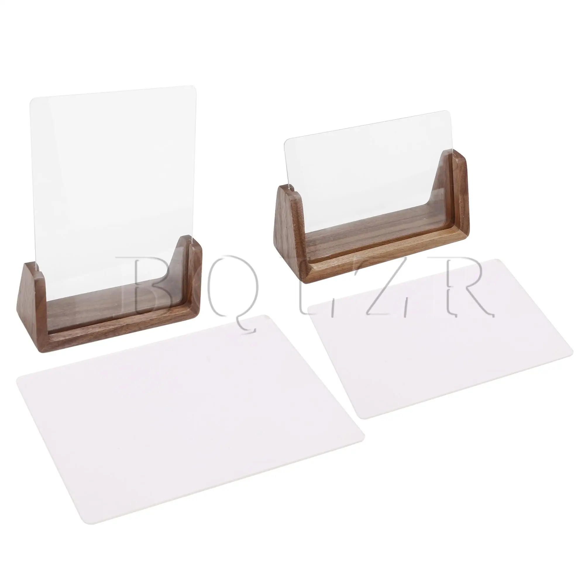 

BQLZR 2 Pieces Walnut Wooden Photo Base&Acrylic Frame Traditional Decoration