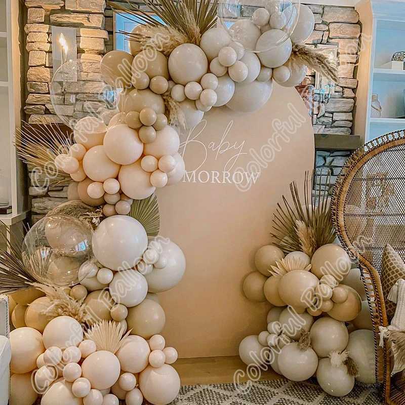 

Macaron Pink Happy Birthday Party Wedding Backdrop Free Shiping Latex Doubled Cream Peach Welcome Balloon Arch Baby Shower Decor