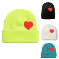2021 new tend love heart beanie hat embroidery knitted hat women men winter outdoor party hats tide hip hop caps cuffed