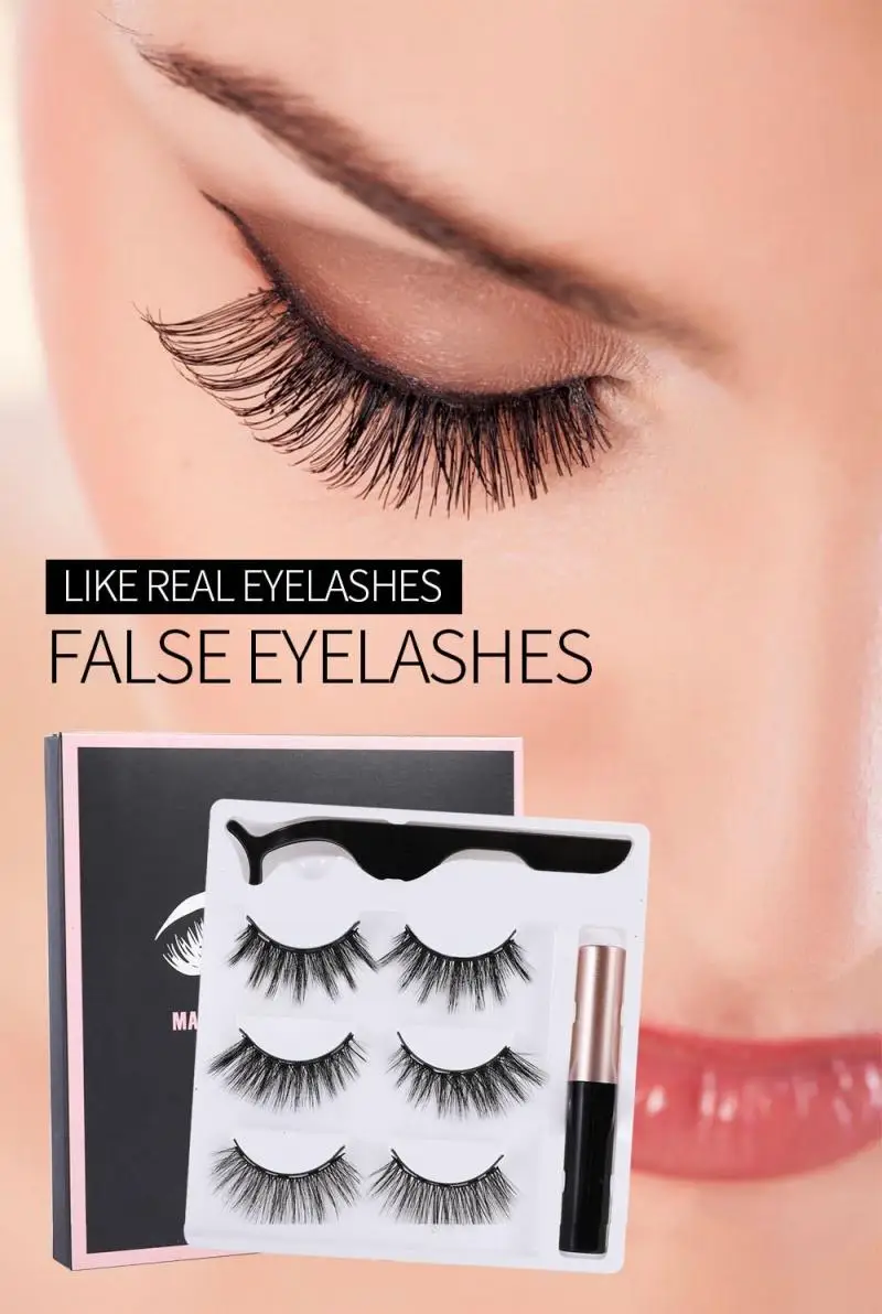 Набор 3D Магнитных ресниц магнитная жидкая подводка для глаз пинцет натуральные