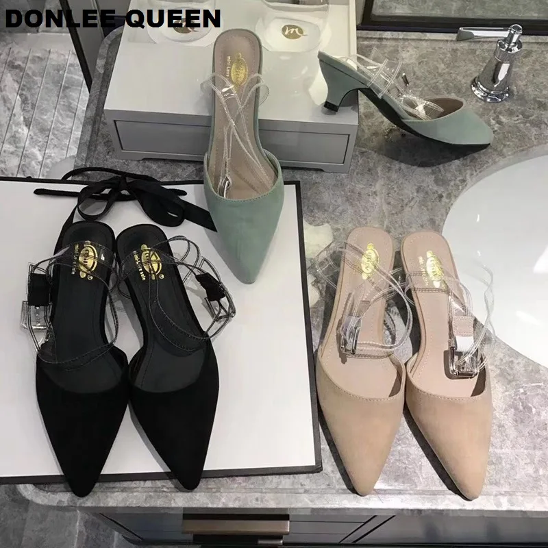 DONLEE QUEEN/женские босоножки с ремешками на лодыжках слипоны низком каблуке туфли