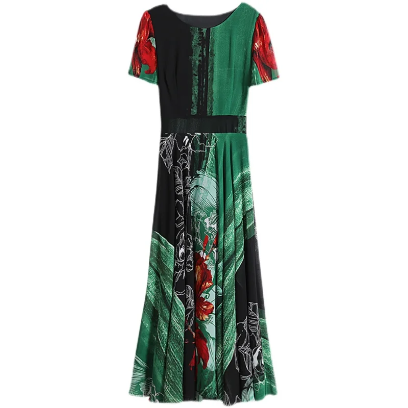 

Casual Chiffon Boho Beach Sundress 2021 Spring Summer New Short Sleeve Vintage Print Midi Dress Women Bodycon Party Maxi Vestido