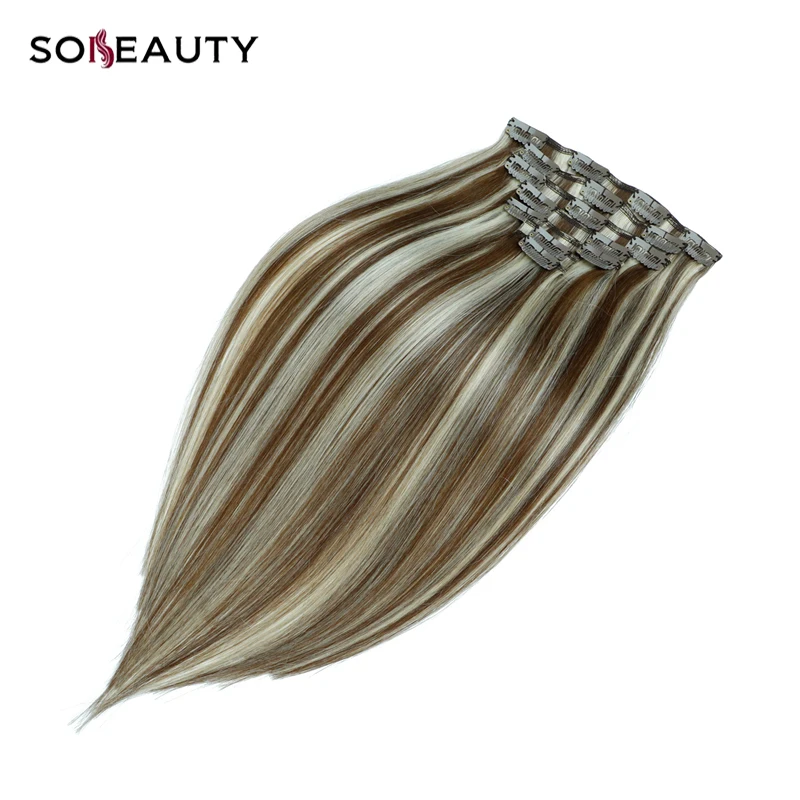 Sobeauty человеческие волосы на заколках с двойным плетением индийские remy 7 шт.