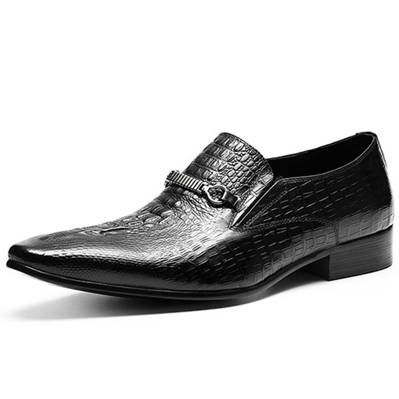 Лоферы мужские из натуральной кожи с тиснением под Аллигатор роскошные