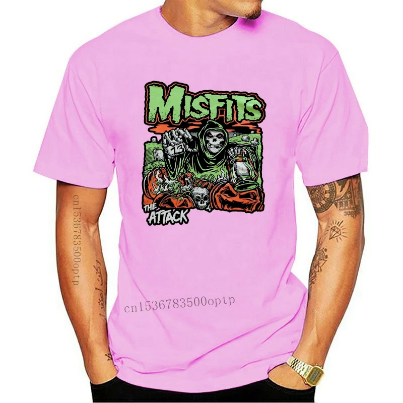 

New MISFITS THE ATTACK Green Skeleton Men's T-Shirt Black Tops 2021 Unisex Funny TEE Shirt