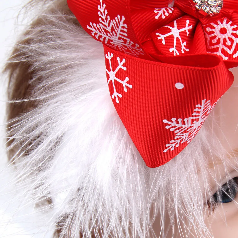 Рождественская украшение для волос "Baby Hairband Feather Bowknot Girls Headband Headdress Hair Band Accessories Gifts"