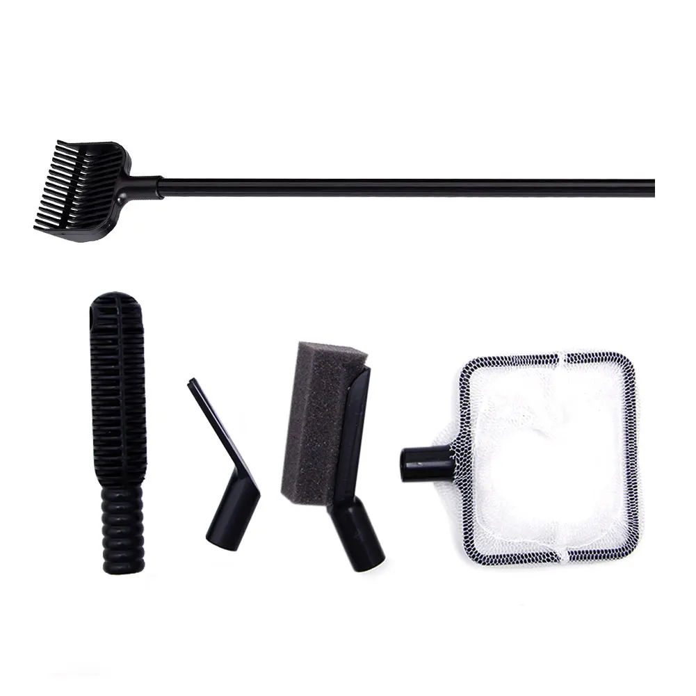 

4 In 1 Aquarium Fish Tank Cleaning Tool Fork Gravel Rake Fishing Net Sponge New