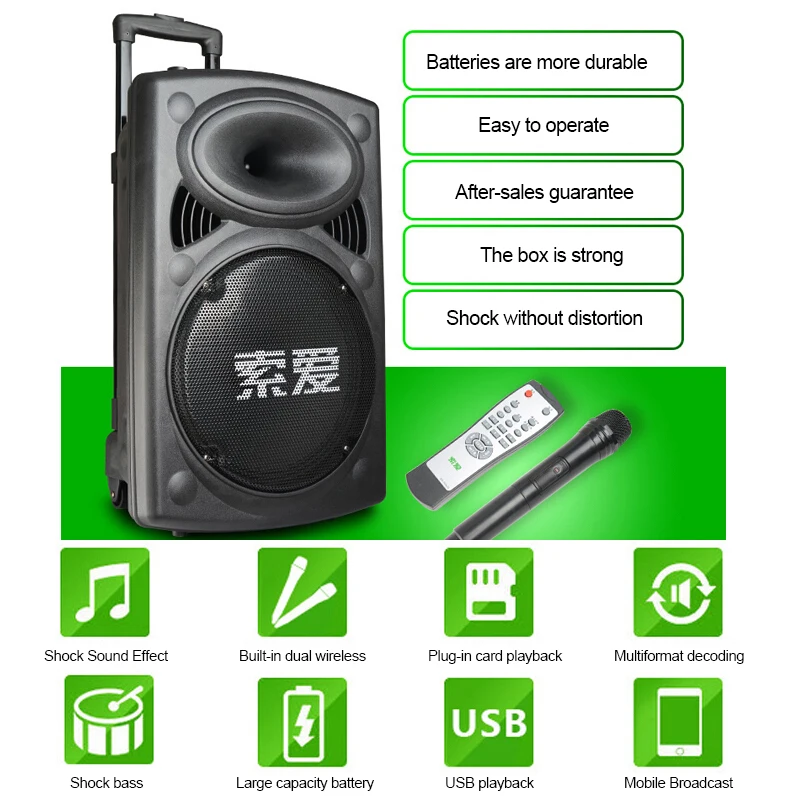 SOAIY T19 300 Вт открытый Bluetooth динамик беспроводной микрофон тяга большой мощности пульт дистанционного управления FM радио Поддержка TF сабвуфер