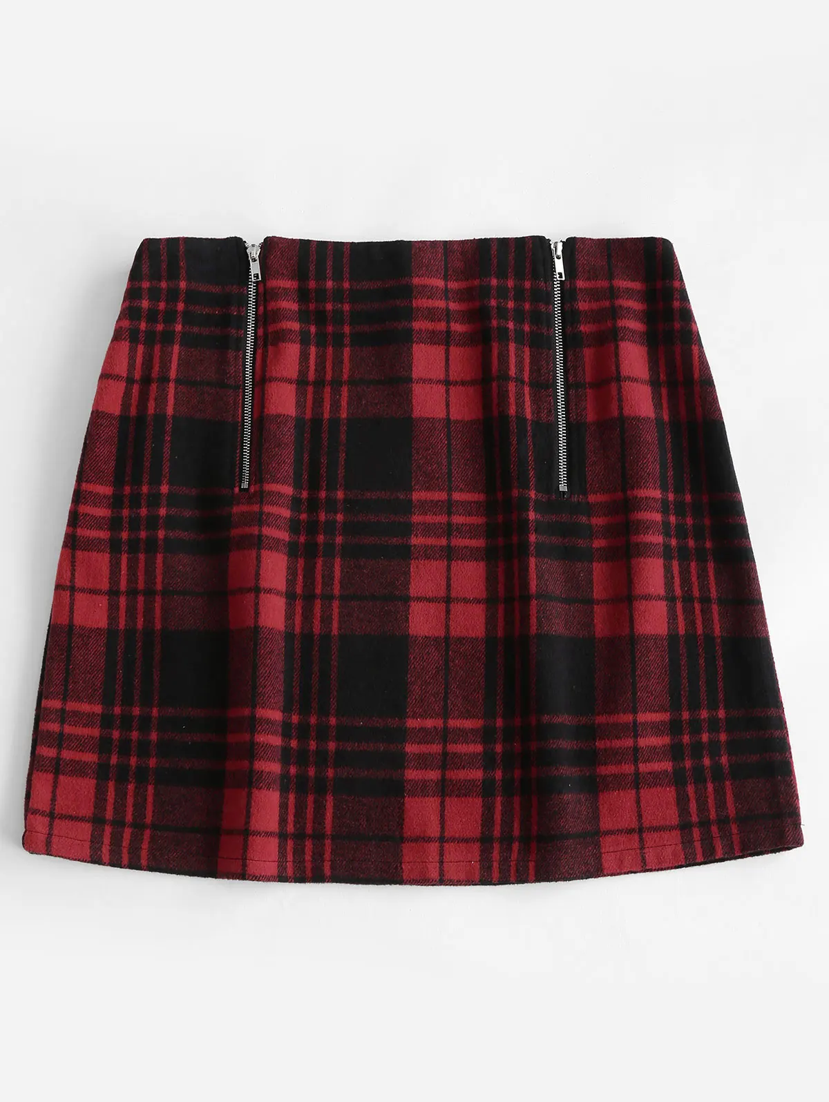 

5XL Plaid Printed Skirts Double Zip Plaid Wool Blend Skirt Vintage Skirt Women A Line Casual Streetwear Skirt