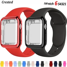 Case+Strap For Apple Watch band 44mm 40mm 38mm 42mm 44 mm Silicone Sport smartwatch belt bracelet iWatch serie 3 4 5 6 se band