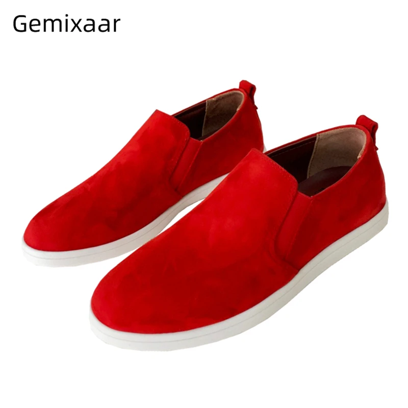 

Luxury Suede Round Toe Slip-on Loafers For Girls Flat Heel Stretch Elastic Band Spring Autumn Multicolor Casual Shoes Woman