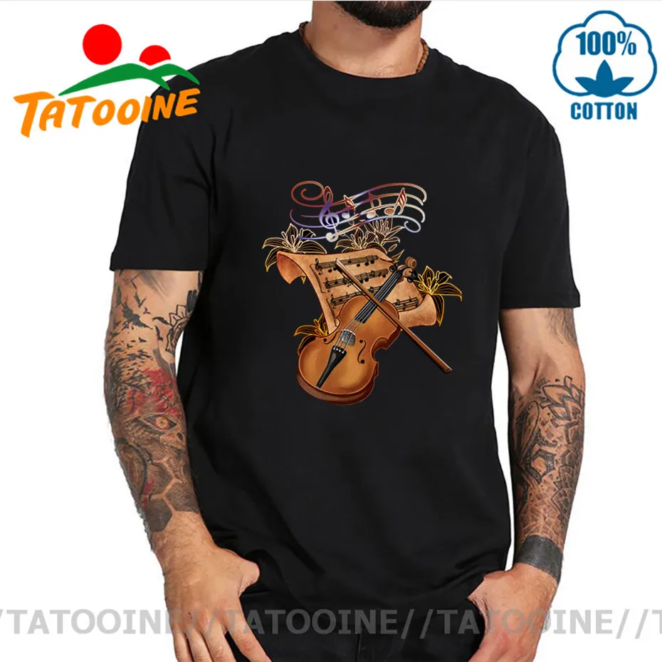 Tatooine музыкальная футболка с золотым цветком и скрипкой лучший подарок для мужчин