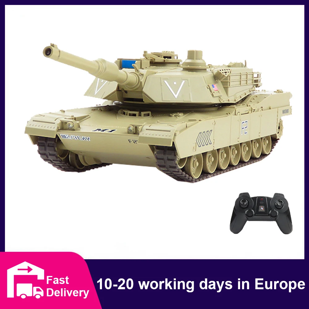 

CONUSEA RC Tank Battle Caterpillar 2.4GHz Radio Controlled Car World of Tanks Leopard 2 M1 Rotating Turret RC Truck Toys for Boy