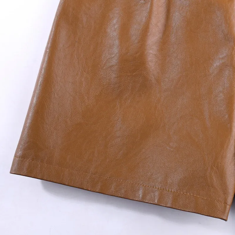 Осень-зима модные женские широкие шорты с высокой талией черные коричневые