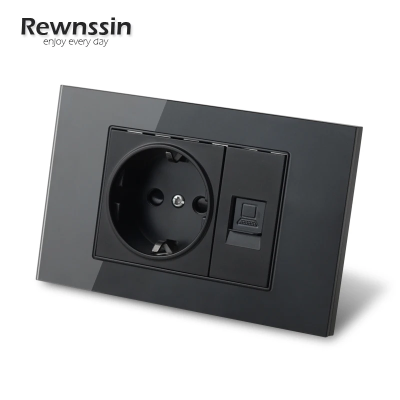 

EU Standard Power Sockets 110-250V + RJ45 Network Port,HDMI USB,2Pin Socket Italy Plug Socket,118mm*75mm Wall Electrical Outlets