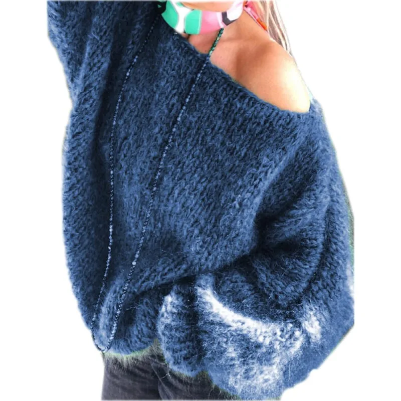 Женский мохеровый свитер повседневный Свободный пуловер оверсайз из плотного