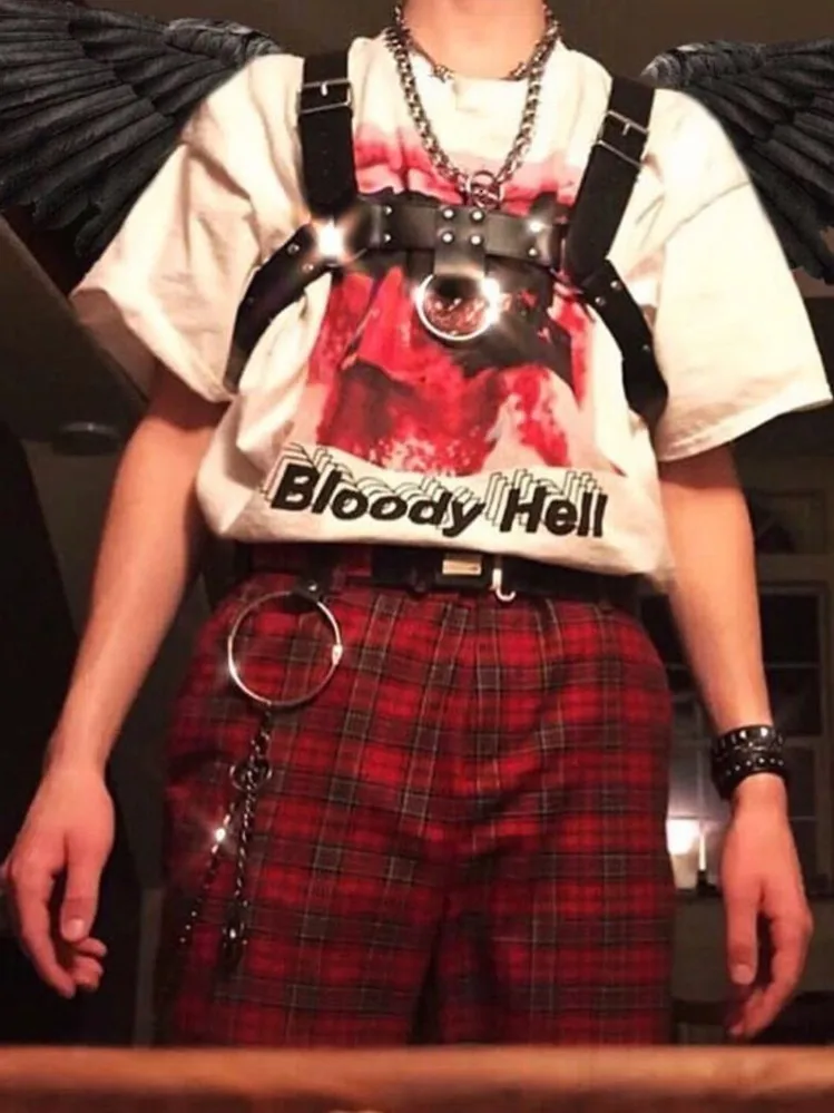 Панк женские круги заклепки ремень плечевой ремень регулируемые пряжки ремень аксессуар
