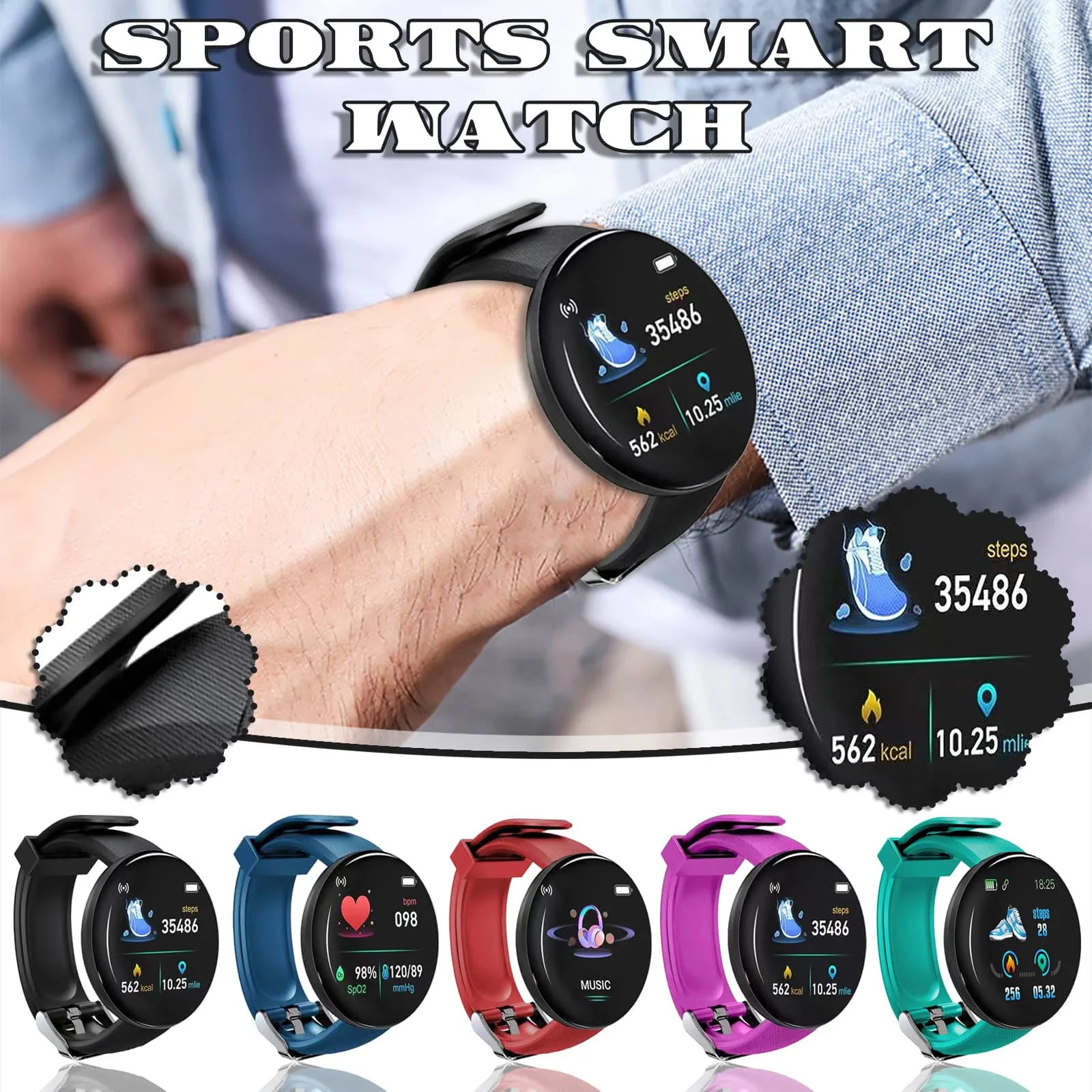 

Smart Watch Bluetooth Touch Screen Sports Watch Digital for Android IOS Phones Men's Sports Waterproof Watch Android