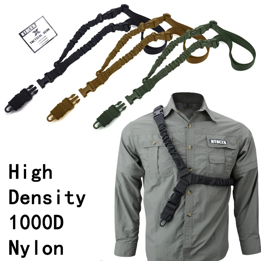 1000D Single Point 1-Point One Point Heavy Duty Mount Bungee Military Rifle Sling Adjustable Tactical Green Black Tan Gun Sling