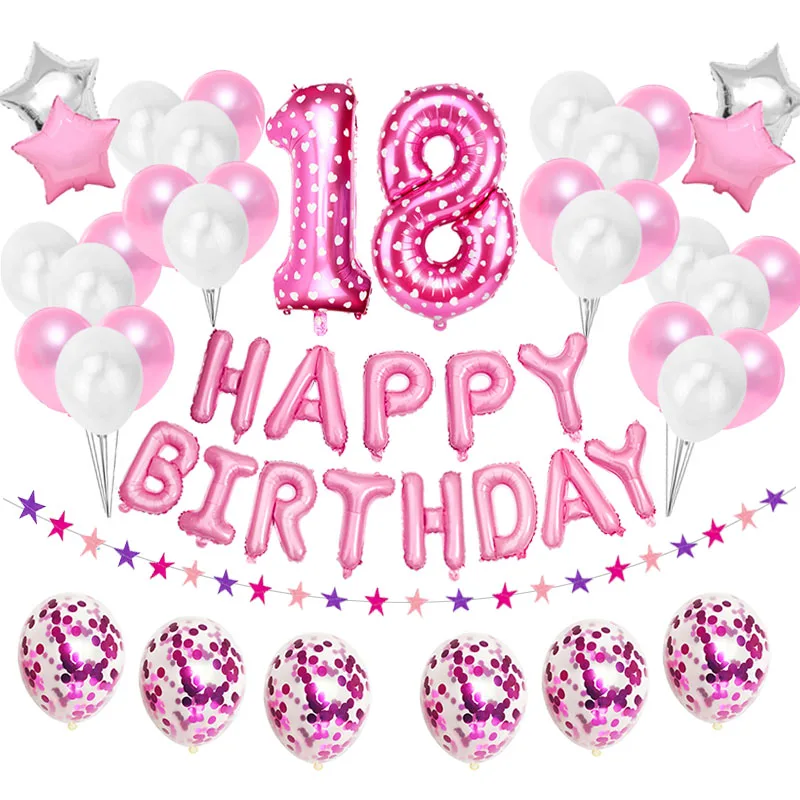 Набор воздушных шаров из фольги с цифрами 18 го дня рождения 38 шт.|Воздушные шары и