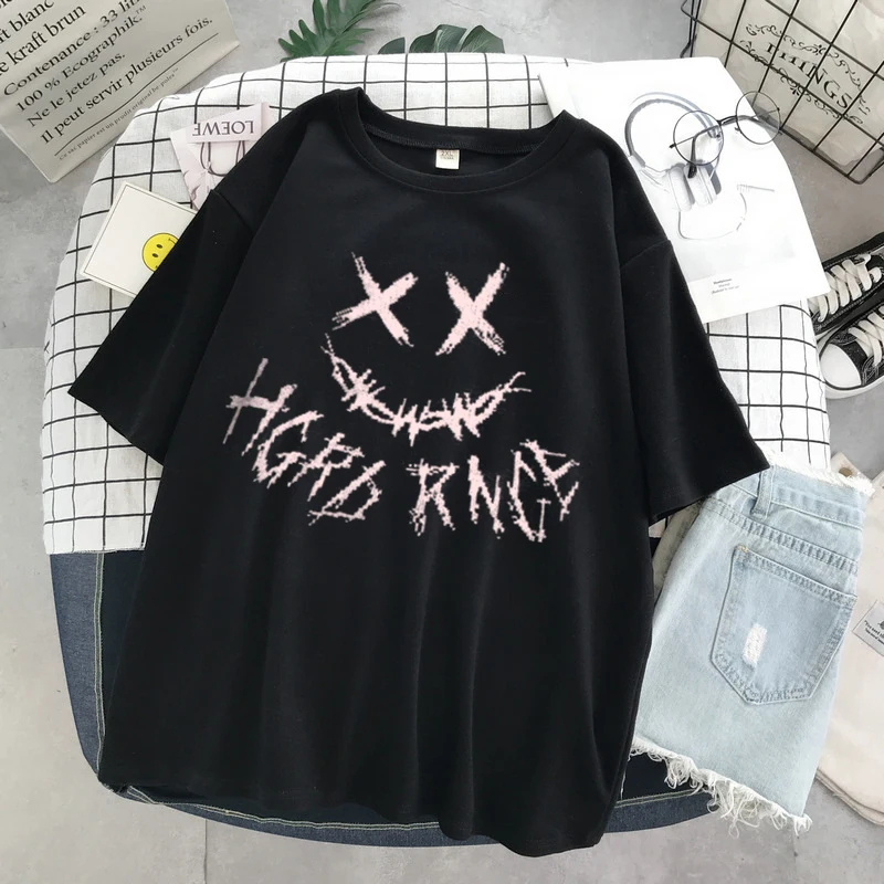 

Oversize Hip Hop T Shirt Women Nice Streetwear Dark Devil Tshirt Short Sleeve Gothic Harajuku T-Shirt Loose Half Sleeve HipHop