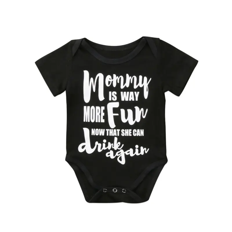

Free shipping Newborn Kids Baby Boy Girl Blackl Funny Romper Casual Summer Clothes Outfit