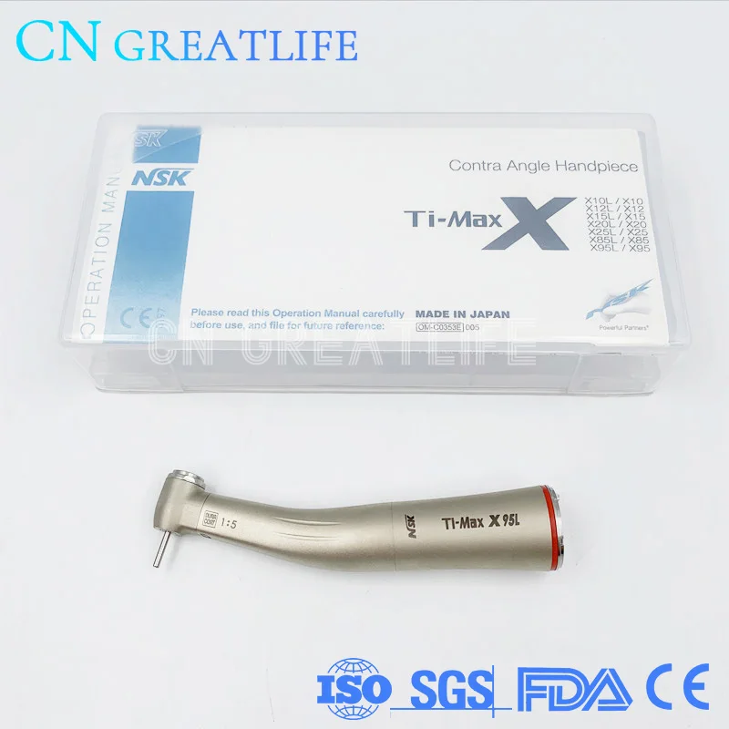 

NSK Ti Max, Тип 1:5, увеличивающаяся кнопка, стоматологический наконечник, низкоскоростной светодиодный наконечник с обратным углом, наконечник ...