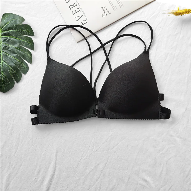 Тонкий бюстгальтер с лямками и двойными женский сексуальный перекрестными